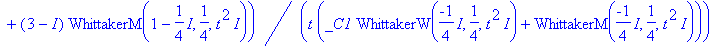 x(t) = -1/2*1/t*((-_C1+2*I*_C1*t^2+_C1*I)*WhittakerW(-1/4*I,1/4,t^2*I)+(2*I*t^2-1+I)*WhittakerM(-1/4*I,1/4,t^2*I)-4*_C1*WhittakerW(1-1/4*I,1/4,t^2*I)+(3-I)*WhittakerM(1-1/4*I,1/4,t^2*I))/(_C1*Whittaker...